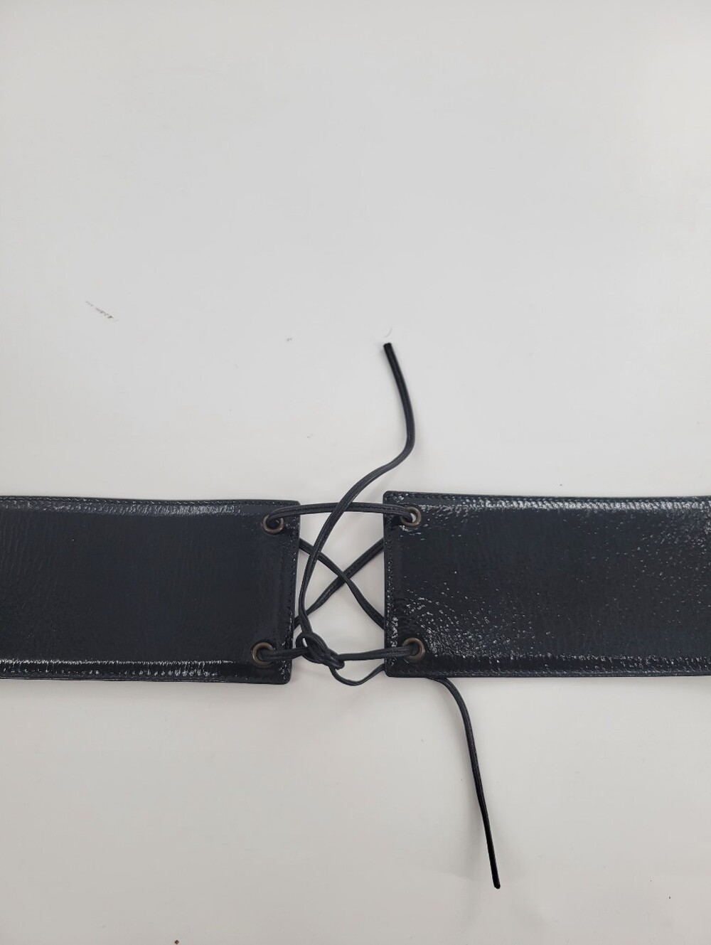 Yves Saint Laurent Black Embossed Leather Logo Panel Belt Size L - Picture 2 of 5
